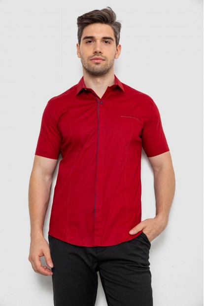 Мужская рубашка с принтом, цвет бордовый, 186R7108