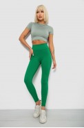 Лосины однотонные в рубчик, цвет зеленый, 244R312-5 - фото № 1