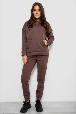 Спортивный костюм женский на флисе  -уценка, цвет коричневый, 257R85-U-15