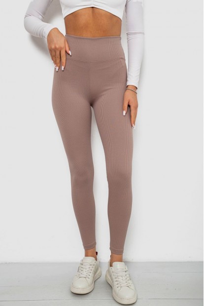 Лосины однотонные в рубчик, цвет мокко, 244R312-5