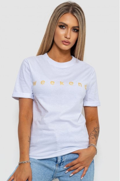 Футболка женская с принтом  -уценка, цвет белый, 238R57378-U