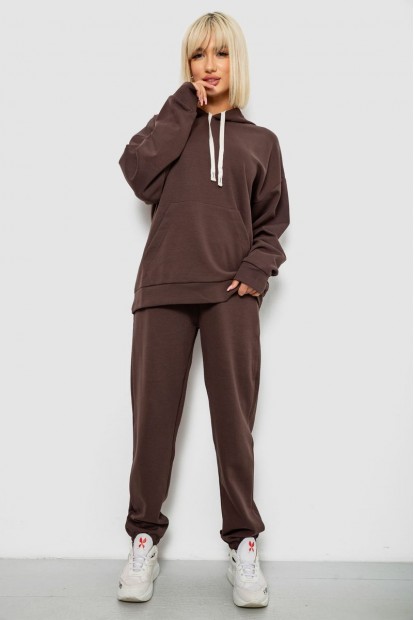 Спортивный костюм женский однотонный, цвет шоколадный, 244R1070AG