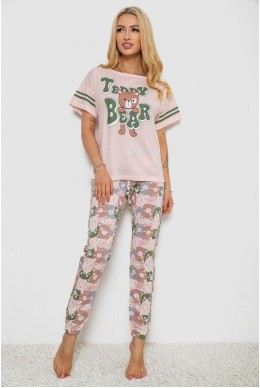 Піжама жіноча з принтом  -уцінка, колір персиковий, 243R15412-U-4