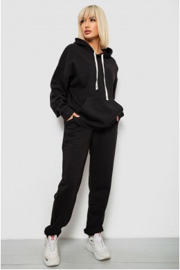 Спортивный костюм женский однотонный, цвет черный, 244R1070AG