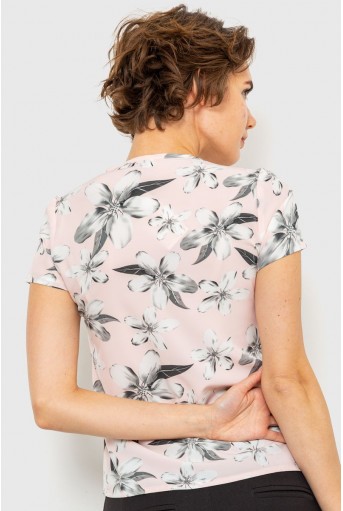 Купити Блуза з квітковим принтом, колір сіро-пудровий, 230R112-2 - Фото №4