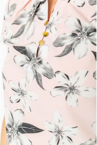 Купити Блуза з квітковим принтом, колір сіро-пудровий, 230R112-2 - Фото №5