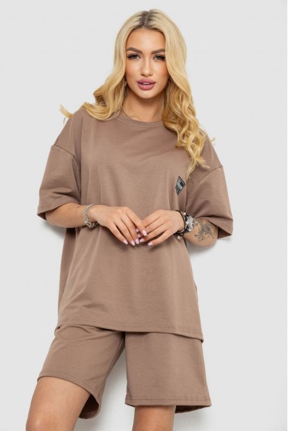 Костюм женский повседневный, цвет темно-бежевый, 241R5004