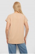 Футболка жіноча однотонна, колір бежевий, 244R2300 - фото № 3
