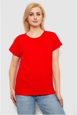 Футболка женская однотонная, цвет красный, 244R2300