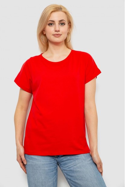 Футболка женская однотонная, цвет красный, 244R2300