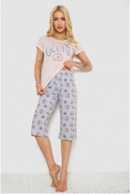 Пижама женская с принтом  -уценка, цвет розовый, 243R7132-U-1
