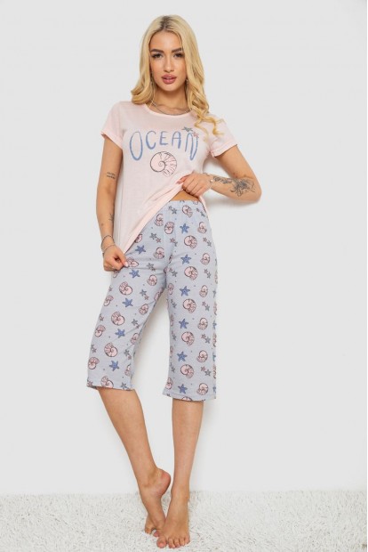 Пижама женская с принтом  -уценка, цвет розовый, 243R7132-U-1