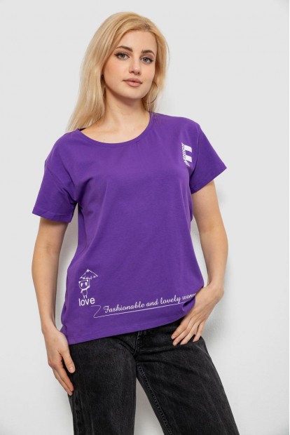 Футболка женская с принтом, цвет фиолетовый, 244R2304-5