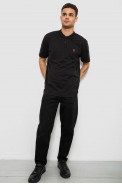 Поло мужское однотонное, цвет черный, 244R1798 - фото № 1