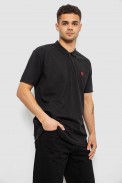 Поло мужское однотонное, цвет черный, 244R1798 - фото № 2