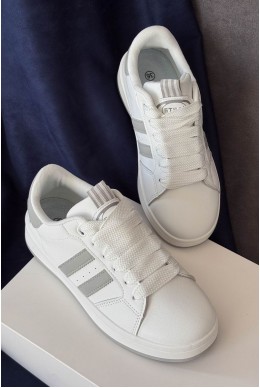 Кроссовки женские экокожа, цвет бело-серый, 248RJH300