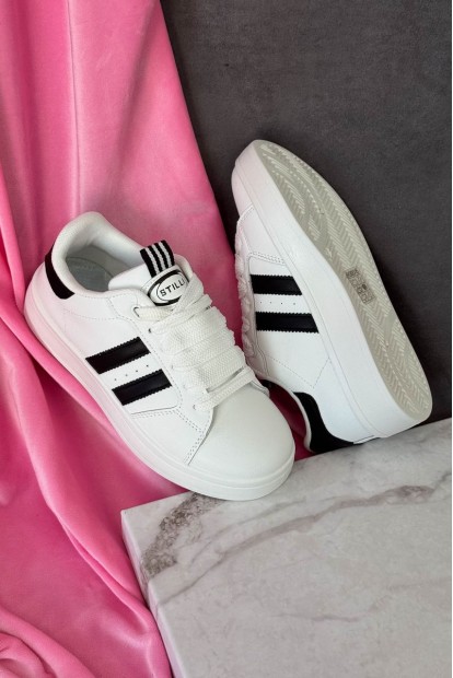 Кроссовки женские экокожа, цвет бело-черный, 248RJH300