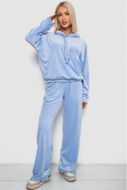 Спортивный костюм женский велюровый  -уценка, цвет голубой, 241R2001-20-U-1
