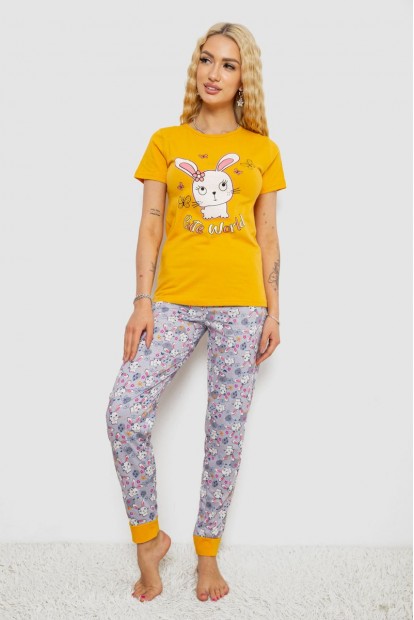 Пижама женская с принтом, цвет желто-серый, 243R15885