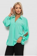 Блуза однотонна  -уцінка, колір м'ятний, 230R1162-U-9 оптом - фото № 2