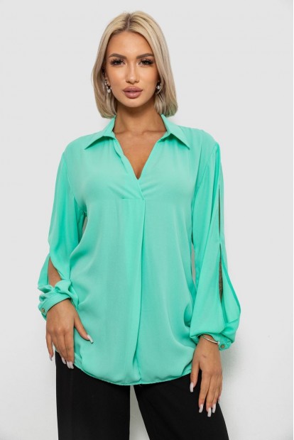Блуза однотонна  -уцінка, колір м'ятний, 230R1162-U-9