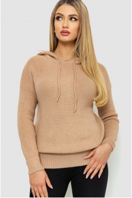 Кофта-батник жіноча з капюшоном  -уцінка, колір бежевий, 244R2029-U-2