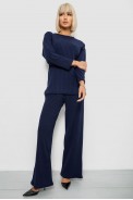 Костюм женский трикотажный в рубчик, цвет синий, 257R1321-1 - фото № 0