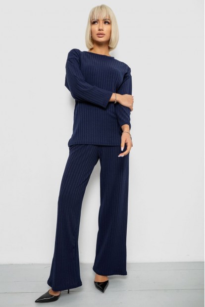 Костюм женский трикотажный в рубчик, цвет синий, 257R1321-1