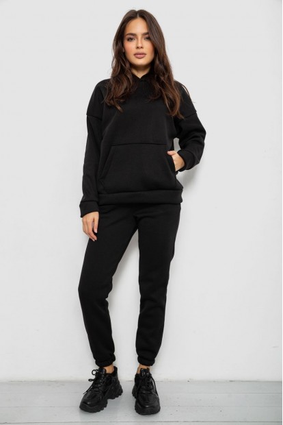 Спортивний костюм жіночий на флісі  уцінка, колір чорний, 257R85-U-3