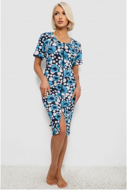 Халат женский на молнии с принтом, цвет голубой, 257R1030-2