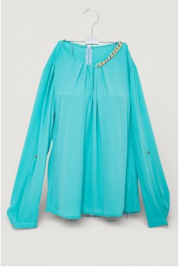 Блуза однотонная  -уценка, цвет светло-бирюзовый, 230R306-U-100