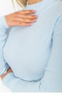 Кофта женская однотонная базовая  -уценка, цвет светло-голубой, 244R2032-U-2 оптом - фото № 4