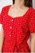 Платье софт с цветочным принтом, цвет красный, 230R1031 - фото № 4