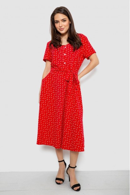 Платье софт с цветочным принтом, цвет красный, 230R1031