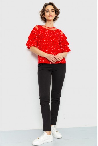 Купити Блуза в горох, колір червоний, 230R151-8 - Фото №1