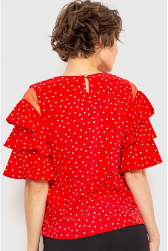 Купити Блуза в горох, колір червоний, 230R151-8 - Фото №4