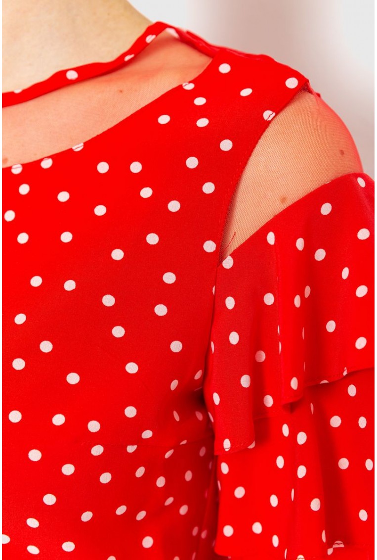 Купити Блуза в горох, колір червоний, 230R151-8 - Фото №5