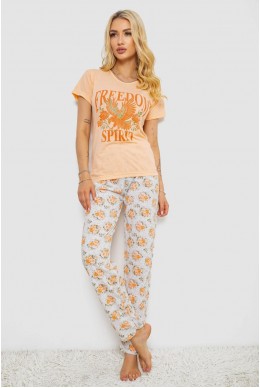 Піжама жіноча з принтом  -уцінка, колір персиковий, 243R2526-U-1