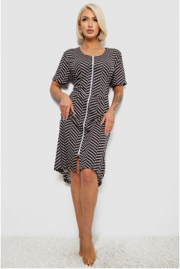 Халат женский на молнии с принтом, цвет черный, 257R1030-6