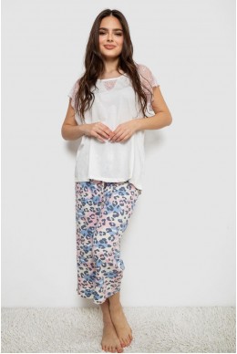 Жіноча піжама з принтом  -уцінка, колір білий, 243R1602-007-U-2
