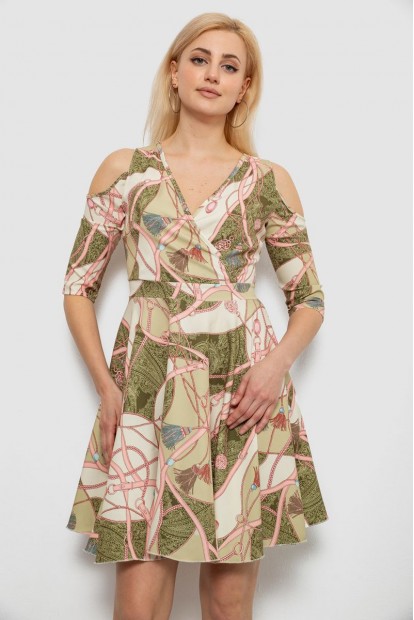 Платье женское с принтом, цвет оливковый, 230R182
