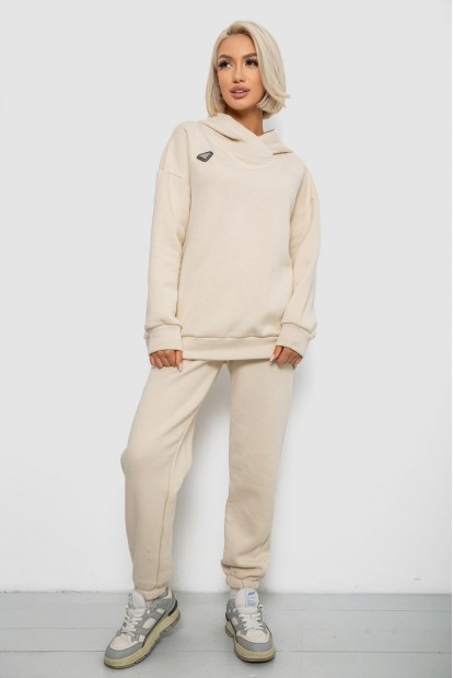 Спортивний костюм жіночий на флісі  уцінка, колір молочний, 247R1057-1-U