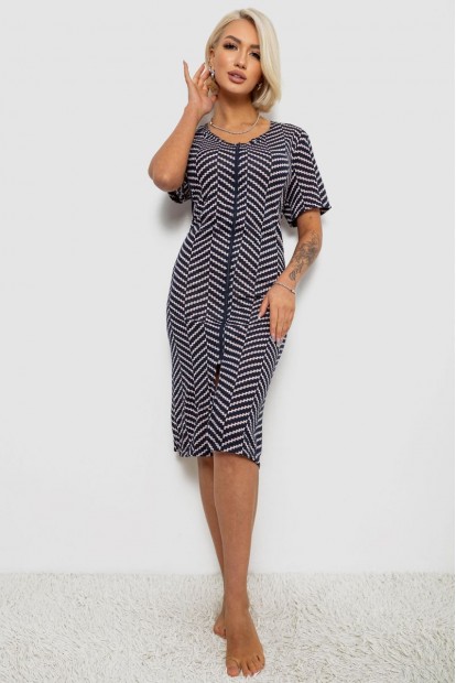 Халат женский на молнии с принтом, цвет синий, 257R1030-6