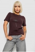 Жіноча футболка з принтом, колір шоколадний, 241R124 - фото № 0