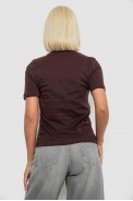 Жіноча футболка з принтом, колір шоколадний, 241R124 - фото № 3