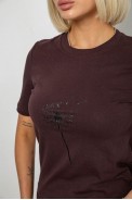 Жіноча футболка з принтом, колір шоколадний, 241R124 - фото № 4