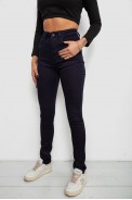 Джинси жіночі однотонні на флісі, колір темно-синій, 244RS020 оптом - фото № 2