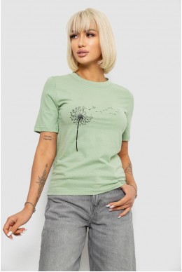 Жіноча футболка з принтом, колір оливковий, 241R124