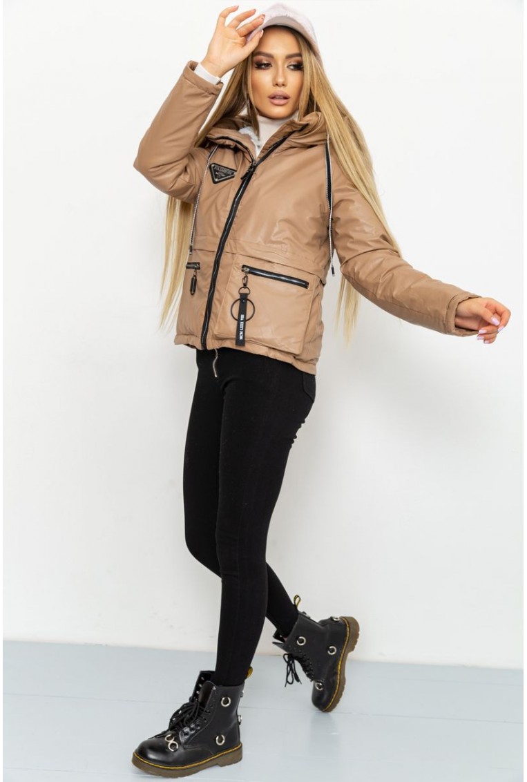 Купити Куртка жіноча демісезонна, колір темно-бежевий, 214R822 - Фото №2