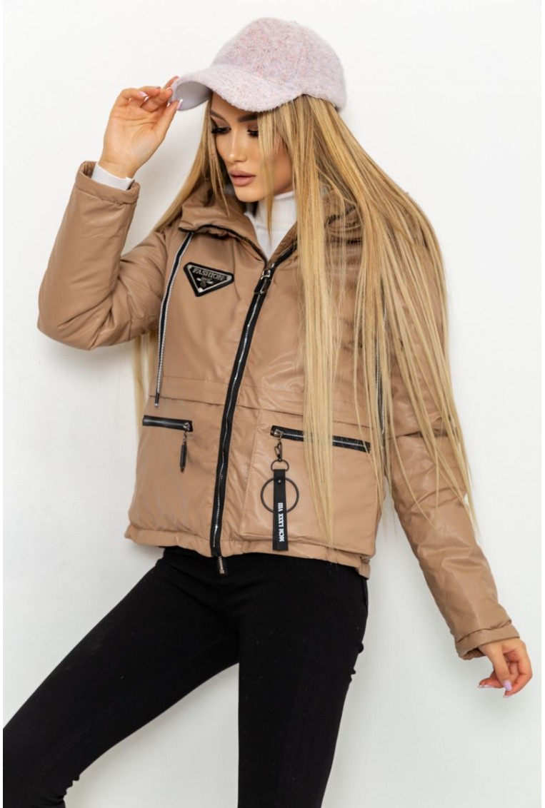 Купити Куртка жіноча демісезонна, колір темно-бежевий, 214R822 - Фото №3
